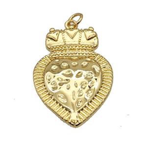 Copper Heart Pendant Crown Gold Plated, approx 21-30mm [FN39947]