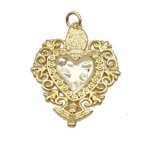 Copper Heart Pendant Gold Plated, approx 24-30mm [FN39948]