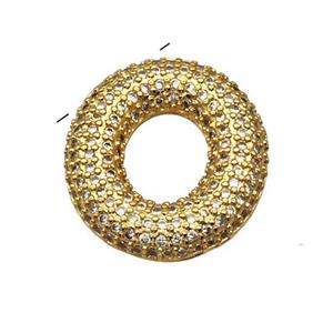 Copper Pendant Pave Zircon Letter-O Gold Plated, approx 16-22mm [FN39966]