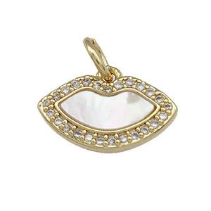 Copper Lips Pendant Pave Shell Zirconia 18K Gold Plated, approx 8-14mm [FN39981]