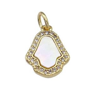Copper Hands Pendant Pave Shell Zirconia 18K Gold Plated, approx 11-12mm [FN39982]