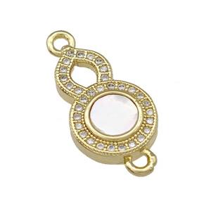 Copper Gourd Connector Pave Shell Zirconia 18K Gold Plated, approx 11-17mm [FN40002]
