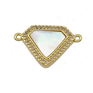 Copper Triangle Pendant Pave Shell Zirconia 18K Gold Plated, approx 14-16mm [FN40013]