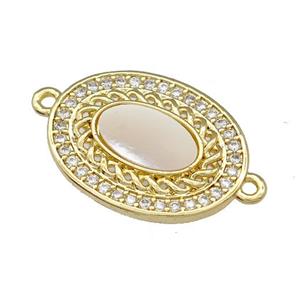 Copper Oval Connector Pave Shell Zirconia 18K Gold Plated, approx 15-20mm [FN40015]