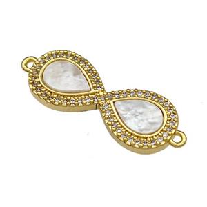 Copper Infinity Connector Pave Shell Zirconia 18K Gold Plated, approx 10-24mm [FN40019]