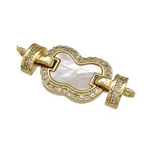 Copper Apple Connector Pave Shell Zirconia 18K Gold Plated, approx 12-15mm [FN40021]