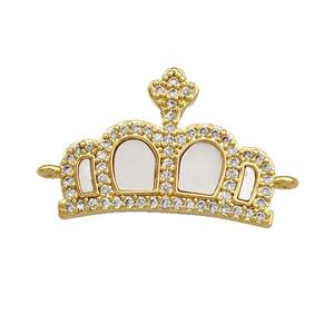 Copper Crown Connector Pave Shell Zirconia 18K Gold Plated, approx 16-23mm [FN40029]