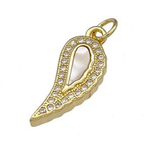 Copper Leaf Pendant Pave Shell Zirconia 18K Gold Plated, approx 8-18mm [FN40030]