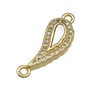 Copper Leaf Connector Pave Shell Zirconia 18K Gold Plated, approx 8-18mm [FN40031]