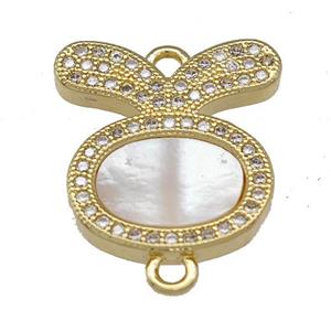 Copper Rabbit Connector Pave Shell Zirconia 18K Gold Plated, approx 17mm [FN40039]
