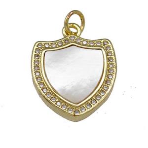 Copper Shield Pendant Pave Shell Zirconia 18K Gold Plated, approx 16-18mm [FN40040]