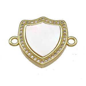 Copper Shield Connector Pave Shell Zirconia 18K Gold Plated, approx 16-18mm [FN40041]