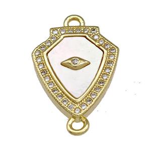 Copper Shield Connector Pave Shell Zirconia Eye 18K Gold Plated, approx 15-18mm [FN40044]