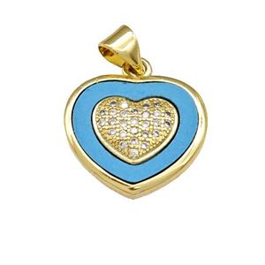 Copper Heart Pendant Pave Shell Zirconia 18K Gold Plated, approx 17mm [FN40147]
