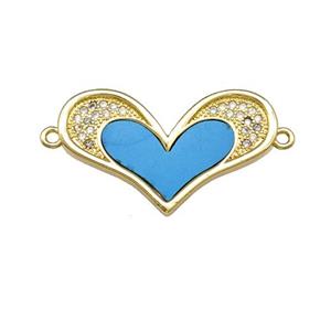 Copper Heart Connector Pave Shell Zirconia 18K Gold Plated, approx 17-28mm [FN40168]