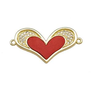 Copper Heart Connector Pave Shell Zirconia 18K Gold Plated, approx 17-28mm [FN40169]