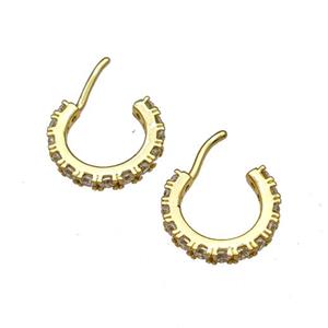 Copper Stud Earrings Micro Pave Zirconia Gold Plated, approx 12mm [FN40230]