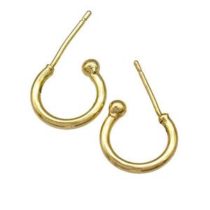 Copper Stud Earrings Gold Plated, approx 12mm [FN40231]