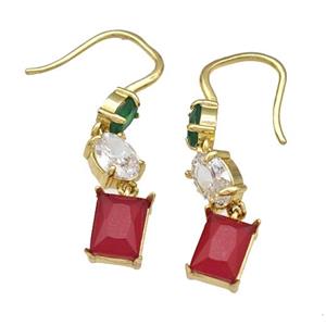 Copper Hook Earrings Micro Pave Crystal Glass Gold Plated, approx 4x6mm, 6x8mm, 7x9mm [FN40239]