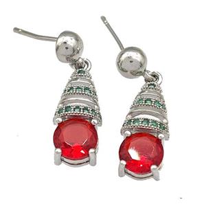 Copper Stud Earrings Micro Pave Crystal Glass Platinum Plated, approx 8-18mm [FN40240]