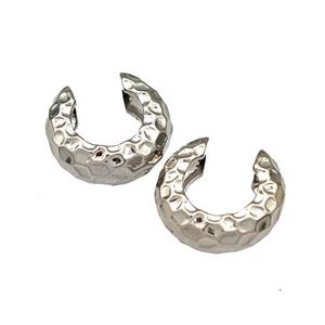 Copper Clip Earrings Hammered Platinum Plated, approx 14mm [FN40246]