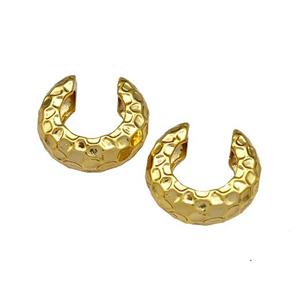 Copper Clip Earrings Hammered Gold Plated, approx 14mm [FN40247]