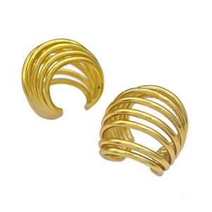 Copper Clip Earrings Hollow Gold Plated, approx 20-25mm [FN40253]