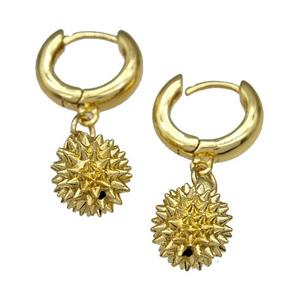 Copper Hoop Earrings Durian Gold Plated, approx 11-12mm, 15mm dia [FN40254]