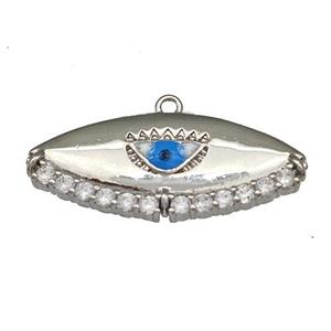 Copper Evil Eye Charms Pendant Micro Pave Zirconia Platinum Plated, approx 12-27mm [FN40269]