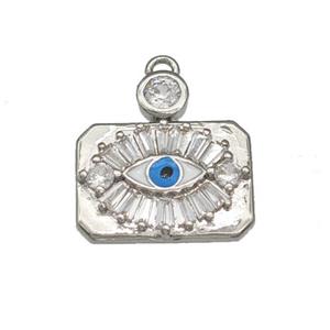 Copper Evil Eye Charms Pendant Micro Pave Zirconia Platinum Plated, approx 10-14mm [FN40271]