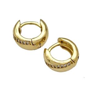 Copper Latchback Earrings Micro Pave Zirconia Gold Plated, approx 12mm [FN40274]