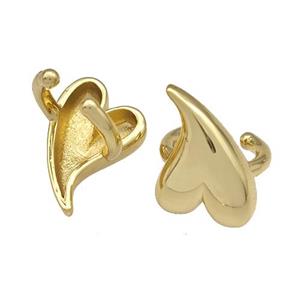 Copper Clip Earrings Heart Gold Plated, approx 12-16mm, 14mm dia [FN40278]
