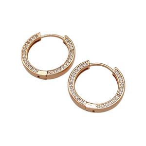 Copper Hoop Earrings Micro Pave Zirconia Rose Gold, approx 19mm [FN40294]