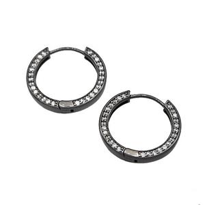 Copper Hoop Earrings Micro Pave Zirconia Black Plated, approx 19mm [FN40295]