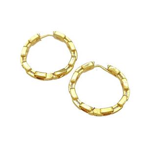 Copper Hoop Earrings Micro Pave Zirconia Gold Plated, approx 27mm [FN40301]