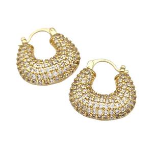 Copper Latchback Earrings Micro Pave Zirconia Gold Plated, approx 20mm [FN40305]