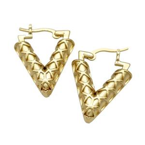 Copper Latchback Earrings V-Shape Gold Plated, approx 20-25mm [FN40306]
