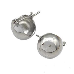 Copper Latchback Earrings Hollow Platinum Plated, approx 14mm [FN40320]