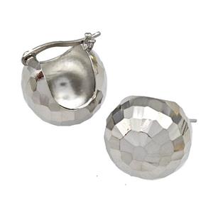 Copper Latchback Earrings Hollow Platinum Plated, approx 18mm [FN40322]