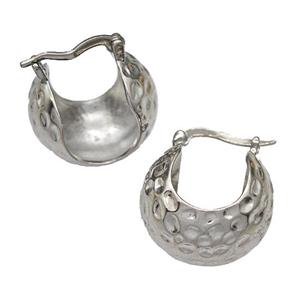 Copper Latchback Earrings Hollow Hammered Platinum Plated, approx 15-20mm [FN40324]