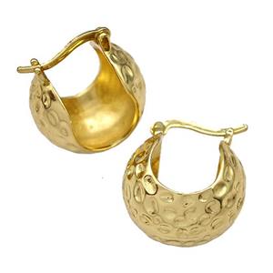 Copper Latchback Earrings Hollow Hammered Gold Plated, approx 15-20mm [FN40325]