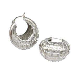 Copper Latchback Earrings Hollow Platinum Plated, approx 17-28mm [FN40328]
