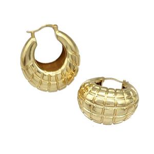 Copper Latchback Earrings Hollow Gold Plated, approx 17-28mm [FN40329]