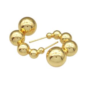 Copper Stud Earrings Hollow Gold Plated, approx 20-30mm [FN40334]