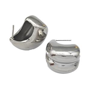 Copper Stud Earrings Hollow Platinum Plated, approx 18-25mm [FN40341]