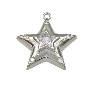 Copper Star Pendant Micro Pave Zirconia Platinum Plated, approx 17mm [FN40361]
