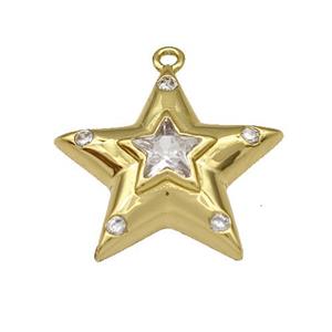 Copper Star Pendant Micro Pave Zirconia Gold Plated, approx 17mm [FN40362]