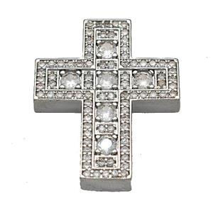 Copper Cross Pendant Micro Pave Zirconia Platinum Plated, approx 22-27mm [FN40385]