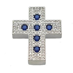 Copper Cross Pendant Micro Pave Zirconia Platinum Plated, approx 22-27mm [FN40386]