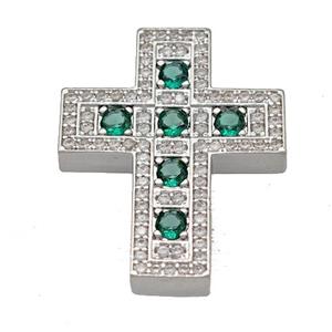 Copper Cross Pendant Micro Pave Zirconia Platinum Plated, approx 22-27mm [FN40387]